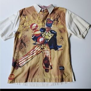 FUBU 40" L PLATINUM HARLEM GLOBETROTTERS BASKETBALL VINTAGE BUTTON SHIRT 16 18